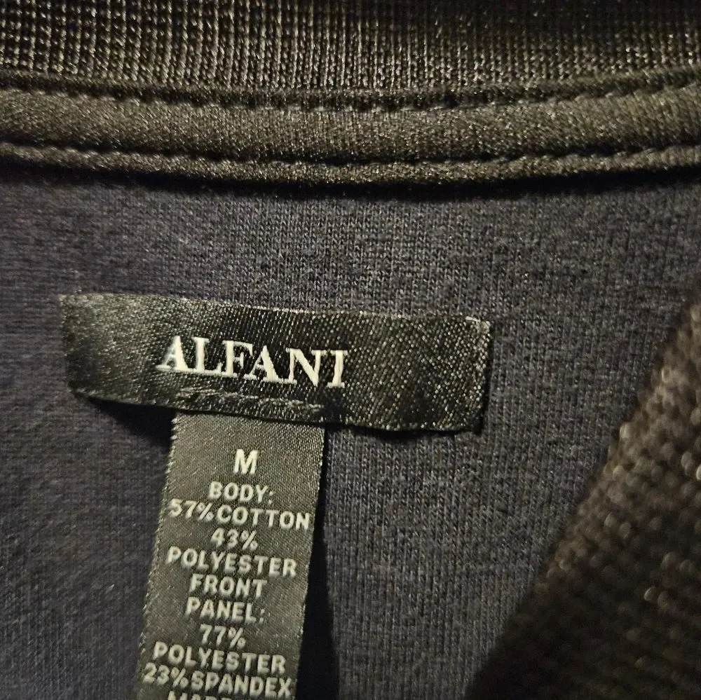 Alfani Men's Full Zip Sweater Medium Black White Knit Cardigan Jacket M